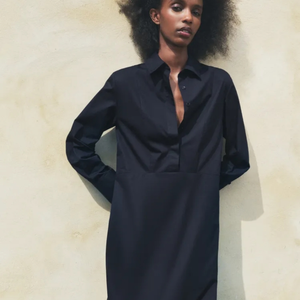 BNWT - Navy Zara Poplin Shirt Dress